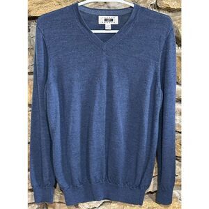 Men’s Casual Joseph Abboud Long Sleeve Blue Sweater Pure Merino Wool Size Medium